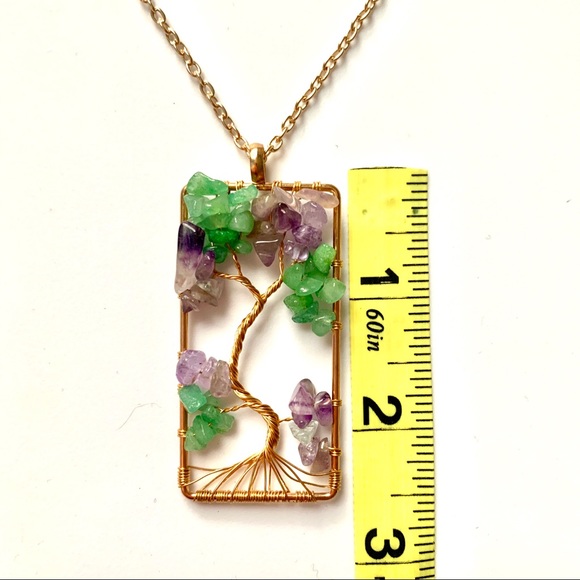 Copper/gold Tree of Life Stone Pendant Necklace - Picture 4 of 8
